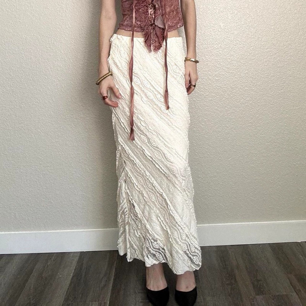 ZARA Sexy Low Rise Twill Lace Bodycon Long Skirt